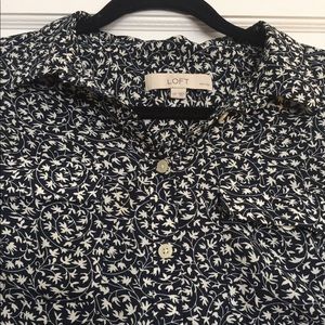 Ann Taylor Loft Blue and White Button Up